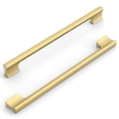 KNOKLOCK Pacote com 10 puxadores de armário de cozinha de 254 mm (10 pol.) Puxadores de armário de cozinha em ouro escovado Puxadores de gaveta para armário de guarda-roupa