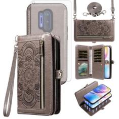 Asuwish Capa de celular para OnePlus 8 Pro One Plus 8Pro 5G Carteira com zíper destacável com protetor de tela de vidro temperado, alça transversal, porta-cartões de flores em 1 Plus 1 + Plus8 1+