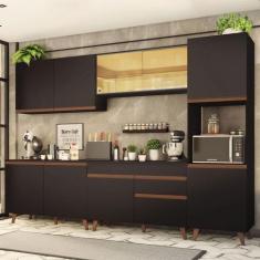 Armário de Cozinha Completa 300cm Reims Madesa 01, Preto