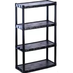 Estante Plástica Preta 4 Prateleiras Organizadora Com Pezinhos Modular