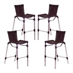 Kit 4 Banquetas Fortaleza Em Alumínio Alta Edícula Cozinha e Balcao