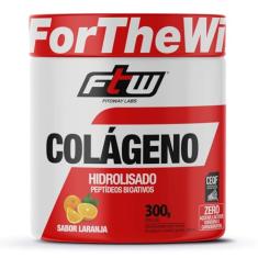 FTW Colágeno Hidrolisado 300g Sabor Laranja – Saúde da Pele, Unhas, Cabelos e Articulações – Com Vitaminas C, E e D-Biotina – Suplemento Alimentar em Pó, Livre de Glúten