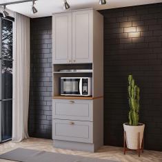 Paneleiro Torre Quente 1 Forno Com Tampo Amy Casa 812 Cinza