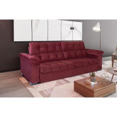 Sofá Retrátil E Reclinável 250 Cm Espanhol Veludo Bordô