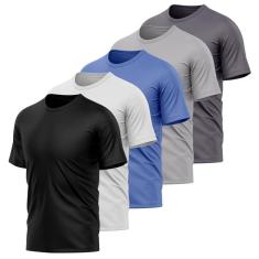 Kit 5 Camisetas Masculina Dry Manga Curta Proteção UV Slim Fit Básica Academia Treino Fitness-Masculino