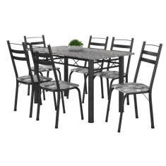 Conjunto De Mesa Itália Com 6 Cadeiras 1,40m Artefamol Granito / Dark,