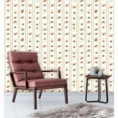 Papel de Parede Adesivo Lavável Floral Listras