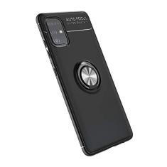 Capa compatível para Samsung Galaxy A51(4G) Capa de silicone Suporte de protetor magnético Anel de absorção de choque TPU + ABS Material Capa anti-queda:Preto