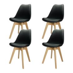 Kit 4 Cadeiras Charles Eames Leda Luisa Saarinen Design Wood