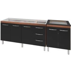 Balcao Pia 160cm E Cooktop 4 Bocas Savana Preto Mobbs Savana Preto