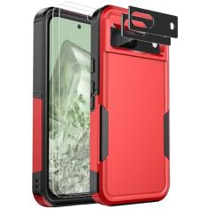 Ezanmull Capa para celular Google Pixel 8A, [proteção contra quedas de grau militar de 15 pés] [protetor de tela de vidro + protetor de lente da câmera] Capa antiderrapante à prova de choque para