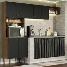 Armário Cozinha Compacta Quiosque 235cm Rustic/preto