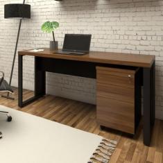 Mesa Escrivaninha Industrial 150cm Gaveteiro Clean Pés Metal - F5 Offi