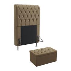 Kit Cabeceira Estofada Bellatrix 90 Para Cama de Solteiro e Calçadeira