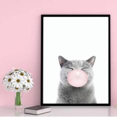Quadro Decorativo Gatinho Chiclete 45x34cm - Quadros On-line, A3 (45 x