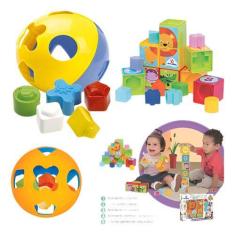 Bola + Cubo 5 Em 1 Didático Brinquedo Com Blocos De Encaixar - Mercoto
