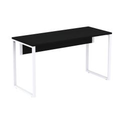 Mesa Escritório P25 Tub Pandin 134 Cm (larg) Tampo Mdp Preto Pé Aço Tubular Branco