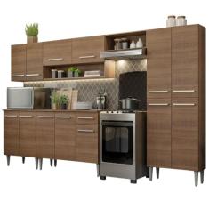 Armário de Cozinha Completa Madesa Emilly 293001 com Balcão e Paneleiro - Rustic