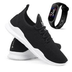 Tênis Casual Urbano Leve Confortável + Relógio-Masculino