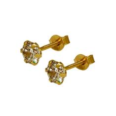 Brinco Em Ouro 10k 416 Pedra Redonda 5mm