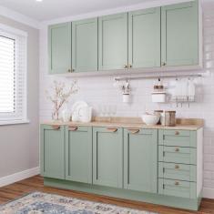 Cozinha Modulada 4 Peças com 2 Aéreos e 2 Balcões Arizona CabeCasa MadeiraMadeira Branco/Menta