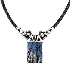 DIYthinker Colar Blue Sky Green Forestry Science Nature Scenery Jewelry Torque Leather Rope Pendant