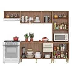 Cozinha Compacta com Tampo 2 Peças 9 Portas 2 Gavetas Malu Fellicci Manchester/champagne
