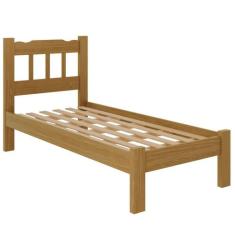 Cama Solteiro New Perola Madeira Maciça Cor Nogueira - Nemargi