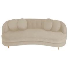Sofá Curvo 3 Lugares Orgânico Sala Recepção Luxo Panamá 200cm Bouclé Bege