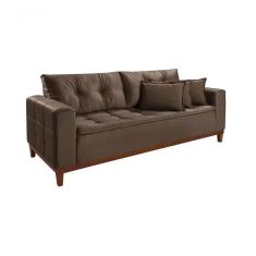 Sofá Atenas 2,00m 3 Lugares Império Estofados Veludo Marrom 175