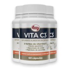 Kit 3 Vita C3 Vitamina C Vitafor 60 Cápsulas
