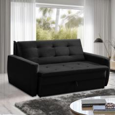 Sofá Cama Jade 1,36m Suede Preto Adonai Estofados