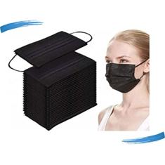 Máscara Descartável Proteção Tripla Camada C/Clipe Nasal 100 Unidades Preta Anvisa