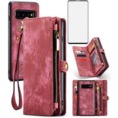 Asuwish Capa de celular para Samsung Galaxy S10 Plus com zíper com protetor de tela de vidro temperado e porta-cartões celular Glaxay S10+ Galaxies S10plus 10S Edge S 10 10 plus capas femininas