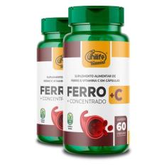 Kit 2 Ferro com Vitamina C Unilife 60 cápsulas