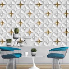 Papel De Parede 3D Cinza E Dourado Quadrados Autocolantes - LRP