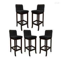 Kit 5 Banquetas Média para Balcão Nice em Madeira Maciça Matelassê Sue