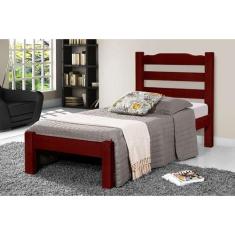 Cama de Solteiro Veneza de Madeira Maciça Tauari - Cor Mogno - SANTA R