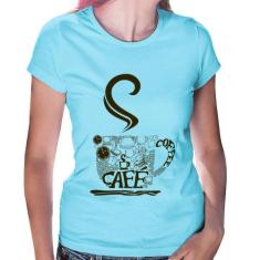 Baby Look Café Coffee - Foca na Moda, Azul bebê, GGG