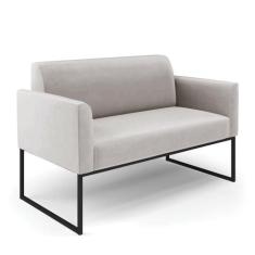 Sofá Namoradeira Base Industrial Preto Marisa Veludo Cinza D03 - D'ros