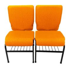 02 Cadeiras para Igrejas c/ Porta Biblía e Porta Cálice Laranja