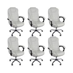 Kit 6 Cadeiras De Escritório Presidente Reclinável Ajustável