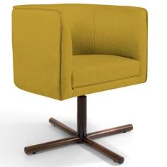 Poltrona Decorativa Giratória Base X Betina D02 Veludo Mostarda D-260 