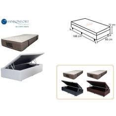 Conjunto Cama Box Baú Solteiro + Colchão Molas Ensacadas Sankonfort Tr