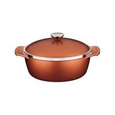 Caçarola Tramontina Lyon em Alumínio Forjado com Revestimento Interno e Externo Antiaderente Starflon High Performance Dourado com Tampa 24 cm 3,7 L