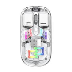 Mouse sem fio transparente de modo duplo Black Iron Ox H118 Mouse sem fio de modo duplo 2.4G + Bluetooth Tampa superior magnética com exibição de energia DPI Três graus ajustáveis