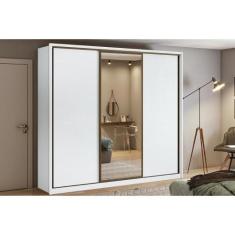 Guarda Roupa Casal 3 Portas de Correr e 6 Gavetas c/ Espelho Spazio Br