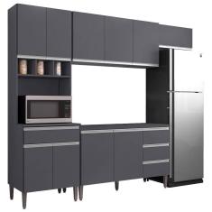 Cozinha Modulada 4 Peças Balcão Sem Tampo 120cm Andréia Cinza - Ajl Móveis