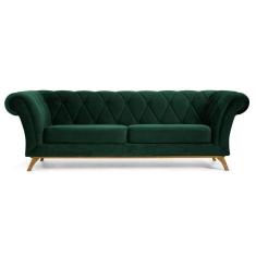 Sofá 180cm 3 Lugares Base Madeira Império B-303 Verde Musgo