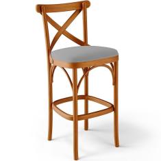 Banqueta Alta Cozinha Bancada Bar Sala De Jantar Estofada ávila L02 Suede Cinza - Lyam